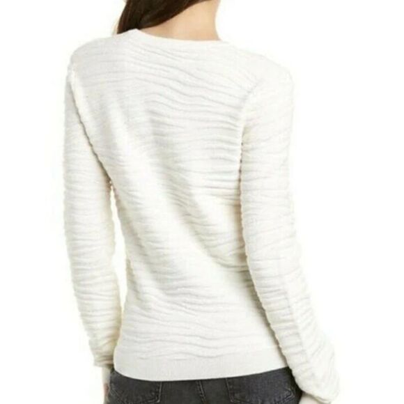 Theory plans zebra wool blended V-neck pullover size P, ivory , NWT - Picture 2 of 6